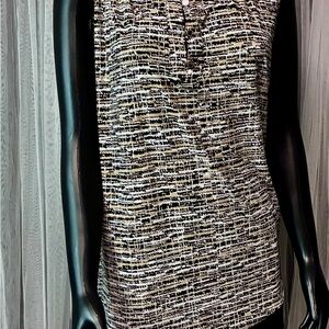 Jones Studio Black and Cream Textured Blouse